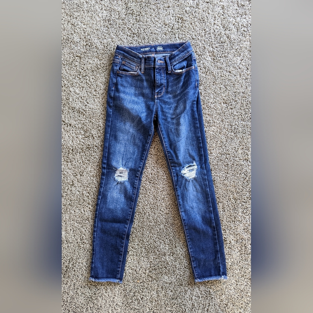 Old Navy Kids Blue Distressed Jeans Size:10